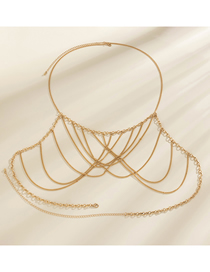 Fashion Gold 1306 Metal Geometric Chain Fringe Chest Chain