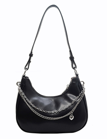 Fashion Black Pu Large Capacity Chain Portable Shoulder Bag