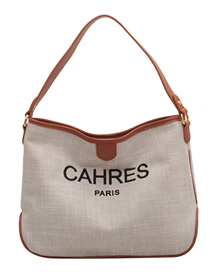 Fashion Brown Canvas Letters Large Capacity Tote