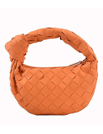 Fashion Orange Pu Diamond Woven Handbag