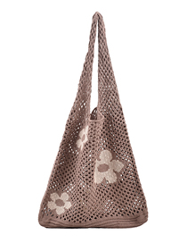 Fashion Brown Floral Knit Large Capacity Shoulder Bag