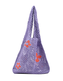 Fashion Purple Floral Knit Large Capacity Shoulder Bag