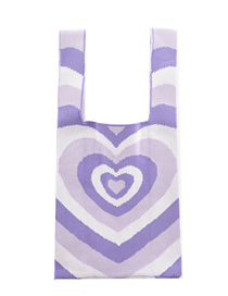 Fashion Purple Straw Heart Woven Tote Bag