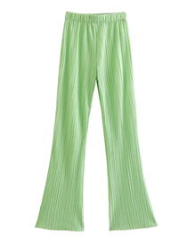 Fashion Green Woven Crinkled Pull-up Trousers