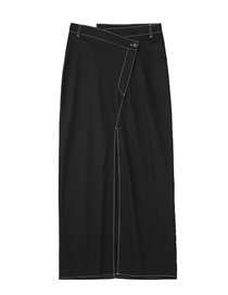 Fashion Black Sewing Line Irregular Skirt