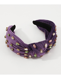 Fashion Flannel Purple Fabric Diamond Knotted Wide-brimmed Headband