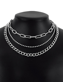 Fashion White K Alloy Geometric Chain Multilayer Necklace