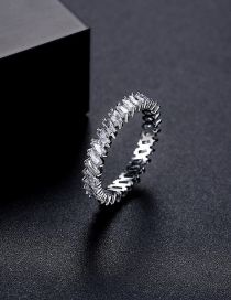 Fashion White Gold Brass Diamond Geometric Open Ring