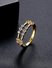 Fashion Gold Bronze Zirconium Geometric Open Ring