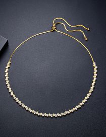 Fashion 18k Gold Bronze Zirconium Geometric Pull Necklace