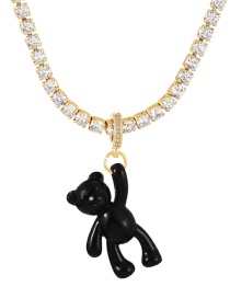Fashion Black Bronze Zirconium Claw Chain Bear Necklace