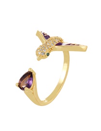Fashion Purple Bronze Drop Zirconium Bird Ring