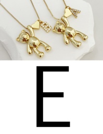 Fashion E Bronze Zirconium 26 Letter Love Bear Pendant Necklace