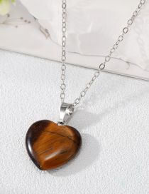 Fashion Brown Heart Stone Necklace Geometric Heart Stone Necklace