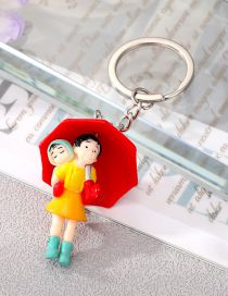Fashion Girl With Red Umbrella Plastic Cartoon Red Umbrella Girl Keychain