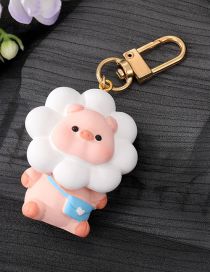Fashion Sun Pig Keychain Resin Cartoon Sunflower Pig Keychain