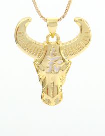 Fashion 1# Copper Drop Oil Bull Head Necklace