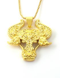 Fashion 2# Brass And Diamond Bull Head Necklace