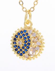 Fashion Blue Bronze Zirconium Geometric Star And Moon Necklace
