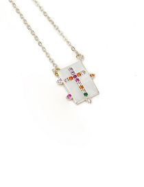Fashion Steel Color - Cross Titanium Diamond Cross Square Necklace