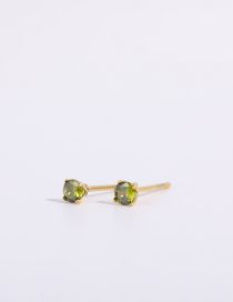 Fashion Olive Green Titanium Steel Inlaid Zirconium December Round Stud Earrings