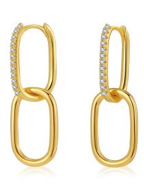 Fashion Gold Copper Gold Plated Zirconium Hoop Cutout Earrings