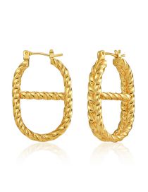 Fashion Gold Solid Copper Oval Twist Earrings