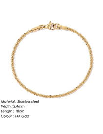 Fashion Gold-18cm Stainless Steel Gold Plated Cauliflower Chain Bracelet