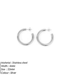 Fashion 25mm Steel Color Stainless Steel Gold Plated C-shaped Earrings