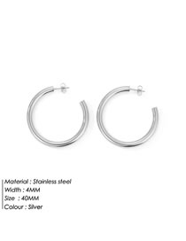 Fashion 40mm Steel Color Stainless Steel Gold Plated C-shaped Earrings