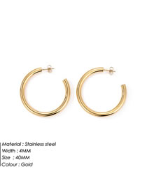 Fashion 40mm Gold Stainless Steel Gold Plated C-shaped Earrings