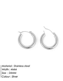 Fashion 24mm Steel Color Titanium Steel Geometric Round Earrings