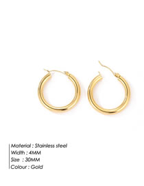 Fashion 30mm Gold Titanium Steel Geometric Round Earrings