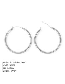 Fashion 50mm Steel Color Titanium Steel Geometric Round Earrings