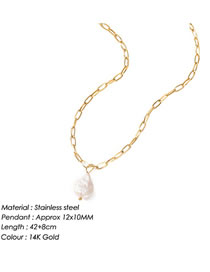 Fashion Gold Stainless Steel Pearl Necklace