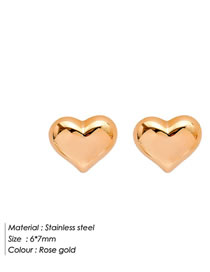 Fashion Rose Gold Titanium Steel Heart Stud Earrings