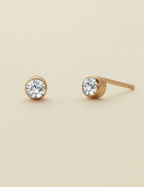 Fashion April White - Gold Titanium Gold Plated Diamond Round Stud Earrings