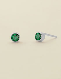 Fashion May Green-steel Titanium Gold Plated Diamond Round Stud Earrings