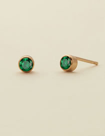 Fashion August Light Green--gold Titanium Gold Plated Diamond Round Stud Earrings