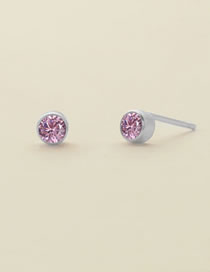 Fashion October Pink-steel Titanium Gold Plated Diamond Round Stud Earrings