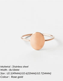 Fashion Rose Gold Us6+52mm Stainless Steel Geometric Oval Ring