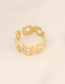 Fashion 13# Titanium Geometric Cutout Open Ring