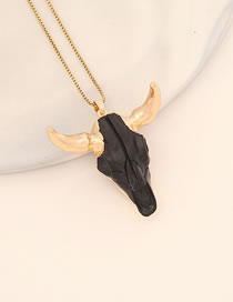 Fashion 1# Black Stainless Steel Bull Head Necklace