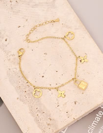Fashion 8# Titanium Steel Flower Clover Gold Lock Bracelet