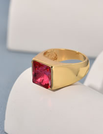 Fashion Red-gold Alloy Set Square Diamond Ring