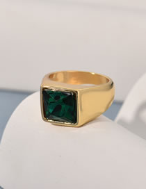 Fashion Green-gold Alloy Set Square Diamond Ring