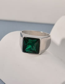 Fashion Green-silver Alloy Set Square Diamond Ring