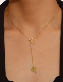 Fashion 2# Solid Copper Geometric Triangle Tassel Necklace