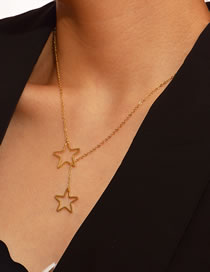 Fashion 6# Solid Copper Geometric Star Tassel Necklace