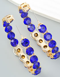 Fashion Blue Alloy Diamond Round Earrings